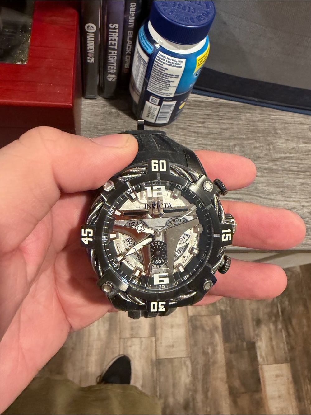 Invicta Black and Silver Men's Chronograph Sport Watch